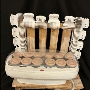 White and Tan Hair Roller Set